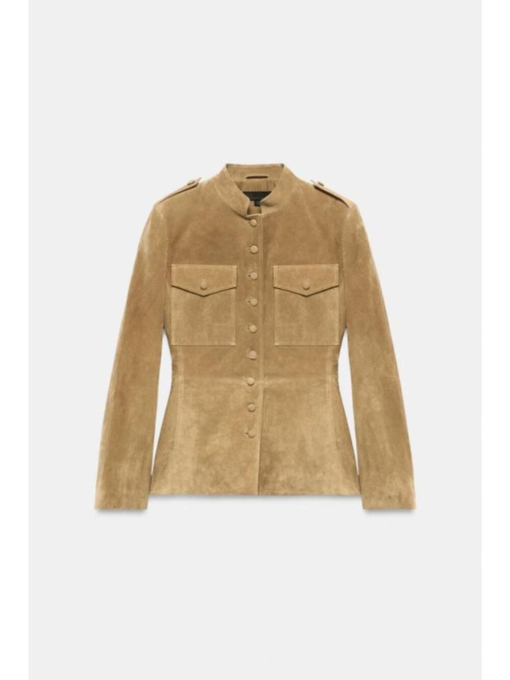 ZARA 100% LEATHER JACKET WITH COVERED BUTTONS 3046/261/704